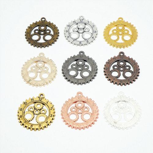 Sinc Alloy Pendants, Gear Roth, plátáilte, DIY, dathanna níos mó le haghaidh rogha, 28x25x1mm, 100ríomhairí pearsanta/Mála, Díolta De réir Mála