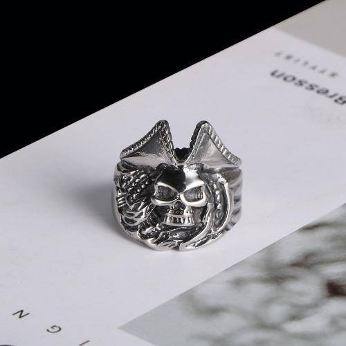 Stainless Steel Finger Ring 304 Stainless Steel Skull Vacuum Ion Plating Unisex Sold By PC