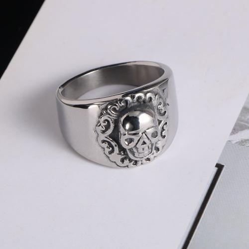 Stainless Steel Finger Ring 304 Stainless Steel Skull Vacuum Ion Plating & for man Sold By PC