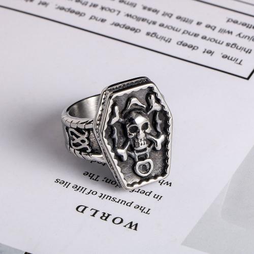 Stainless Steel Finger Ring 304 Stainless Steel Skull Vacuum Ion Plating & for man Sold By PC