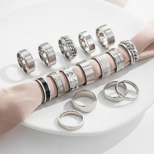 Titanium Steel Ring Set, διαφορετικό μέγεθος για την επιλογή & για τον άνθρωπο, περισσότερα χρώματα για την επιλογή, Μέγεθος:7-12, Sold Με Ορισμός