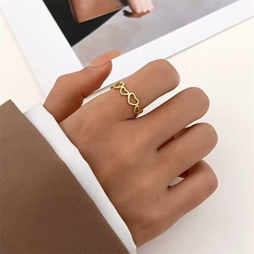 Copper Cuff Finger Ring Heart gold color plated fashion jewelry & for woman & hollow Sold By PC