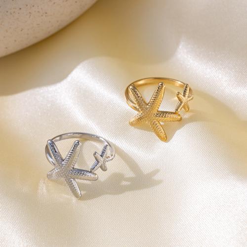 Titanium Steel Cuff Finger Ring Starfish plated fashion jewelry & for woman US Ring .5 Sold By PC