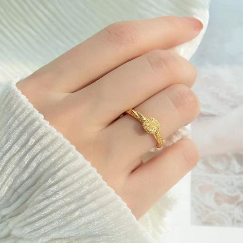 Brass Cuff Finger Ring Square gold color plated fashion jewelry & micro pave cubic zirconia & for woman US Ring Sold By PC