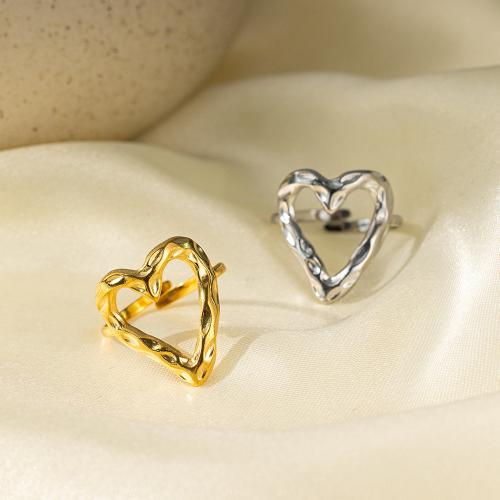 Titanium Steel Cuff Finger Ring Heart plated for woman & hollow US Ring Sold By PC