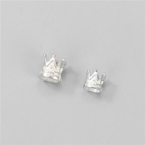 Spacer Beads Jewelry 925 Sterling Silver Crown polished DIY silver color Sold By PC