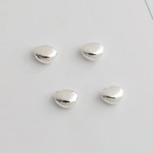 Gioielli Spacer Beads, 925 sterline d'argento, fagiolo, lucido, DIY, argento, 4.80x6mm, Foro:Appross. 0.8mm, Venduto da PC