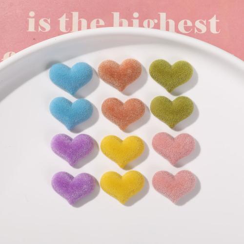 Hair Accessories DIY Findings Resin with Flocking Fabric Heart Random Color Sold By PC