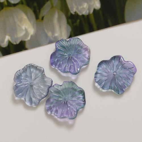 Accessoires pour cheveux résultats bricolage, verre, Feuille de Lotus, DIY, plus de couleurs à choisir, 20x22mm, Vendu par PC