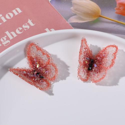 Hair Accessories DIY Findings Cloth with Glass Rhinestone Butterfly polished Sold By PC