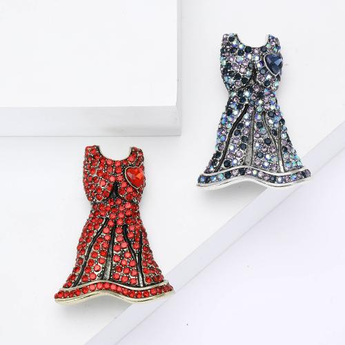 Zinc Alloy Brooches Skirt plated for woman & with rhinestone red nickel lead & cadmium free Sold By PC