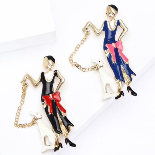 Zinc Alloy Brooches Girl plated for woman & enamel nickel lead & cadmium free Sold By PC