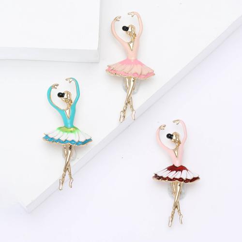 Zinc Alloy Brooches Dancing Girl plated for woman & enamel nickel lead & cadmium free Sold By PC