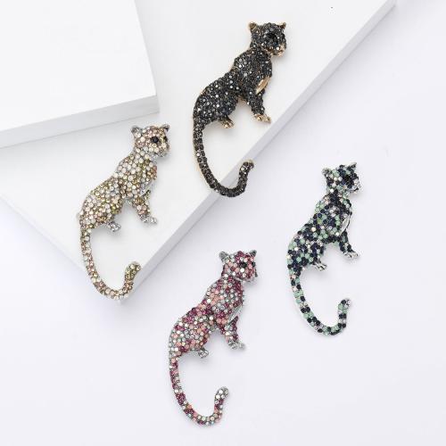 Zinc Alloy Brocher, Leopard, forgyldt, for kvinde & med rhinestone, flere farver til valg, nikkel, bly & cadmium fri, Solgt af PC