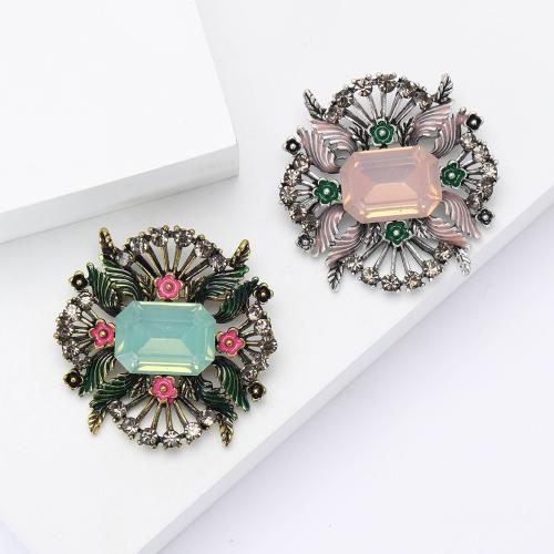 Zinklegering broches, Zinc Alloy, Bloem, plated, voor vrouw & glazuur & met strass, meer kleuren voor de keuze, nikkel, lood en cadmium vrij, Verkocht door PC