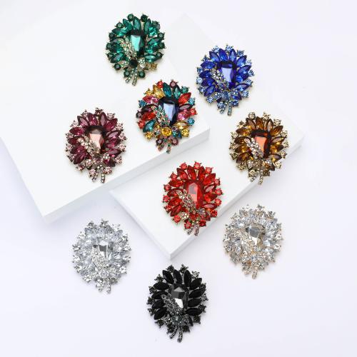 Zinklegering broches, Zinc Alloy, plated, voor vrouw & met strass, meer kleuren voor de keuze, nikkel, lood en cadmium vrij, 70x12mm, Verkocht door PC