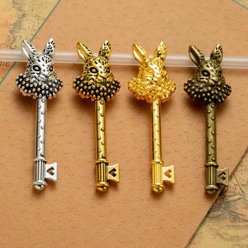 Zinc Alloy Key Pendants Rabbit plated DIY nickel lead & cadmium free Sold By Bag