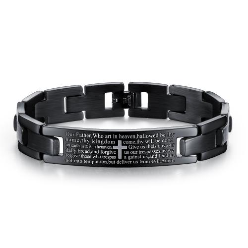 Bijoux bracelet en acier inoxydable, Acier inoxydable 304, Placage, bijoux de mode & pour homme, noire, wide:12mm, Longueur 200 mm, Vendu par PC