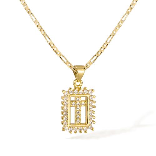 Collier en laiton, avec zircon cubique, avec 55mm chaînes de rallonge, Plaqué d'or 14K, bijoux de mode & pour femme & creux, Longueur 505 mm, Vendu par PC