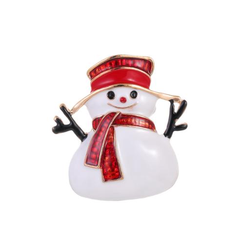 Christmas Brooches Zinc Alloy Snowman KC gold color plated Christmas Design & Unisex & enamel Sold By PC