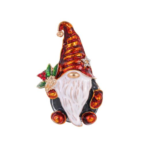 Christmas Brooches Zinc Alloy Santa Claus KC gold color plated Christmas Design & Unisex & enamel & with rhinestone Sold By PC