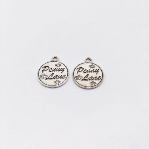 Zinc Alloy Pendants Round antique silver color plated DIY Sold By Bag