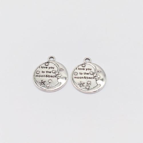 Zinc Alloy Pendants Round antique silver color plated DIY Sold By Bag