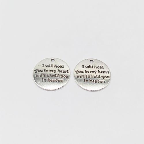 Zinc Alloy Pendants Round antique silver color plated DIY Sold By Bag