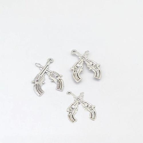 Zinc Alloy Gun Pendants antique silver color plated DIY Sold By Bag