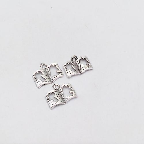 Zinc Alloy Pendants Book antique silver color plated DIY Sold By Bag