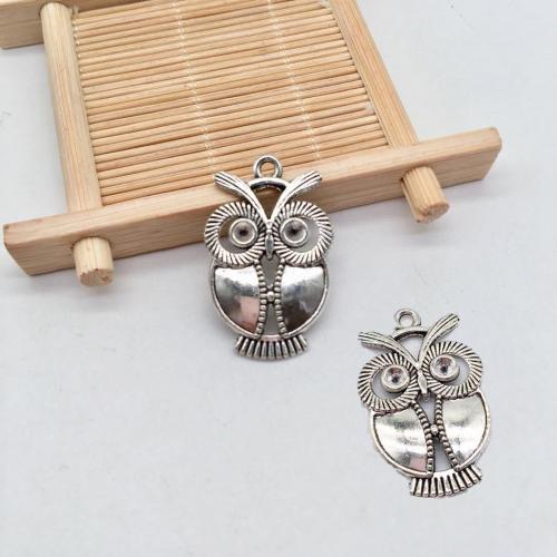 Zinc Alloy Animal Pendants Owl antique silver color plated DIY Sold By Bag