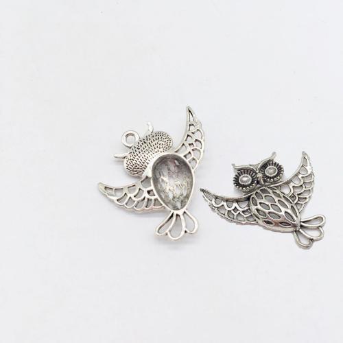 Zinc Alloy Animal Pendants Owl antique silver color plated DIY Sold By Bag