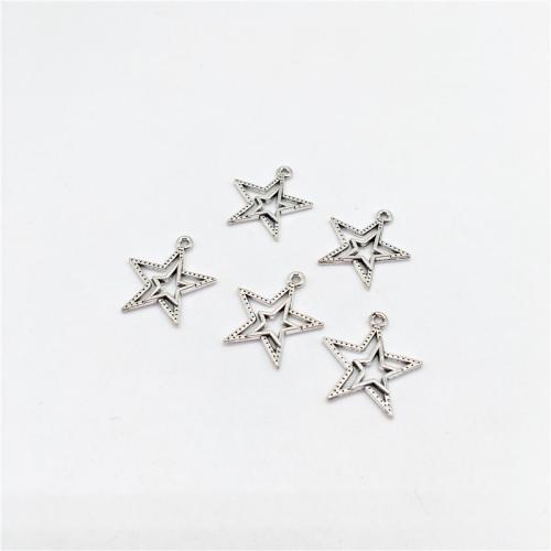 Sinc Alloy Star siogairlín, dath airgid antique plátáilte, DIY, 21x23mm, 100ríomhairí pearsanta/Mála, Díolta De réir Mála