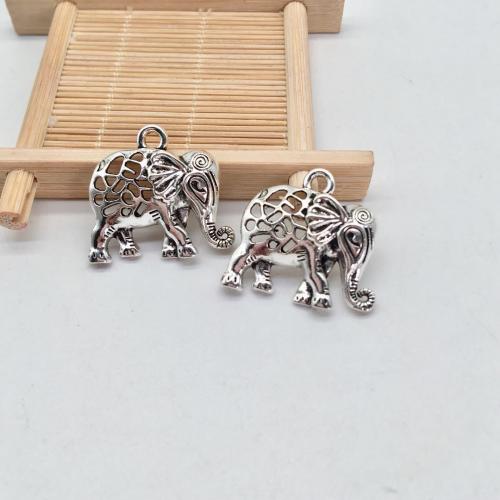 Zink Alloy Animal Hängen, Elefant, antik silver pläterad, DIY, 27x29mm, 100PC/Bag, Säljs av Bag