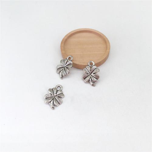 Liga de zinco Clover Pendant, Trevo de quatro folhas, banho de cor prata antiga, DIY, 17x11mm, 100PCs/Bag, vendido por Bag