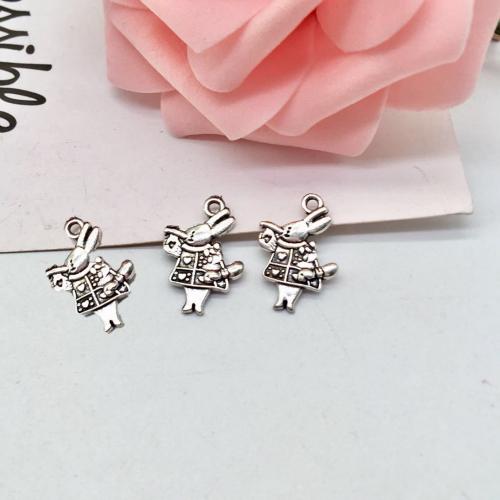 Zinc Alloy Animal Pendants Rabbit antique silver color plated DIY Sold By Bag