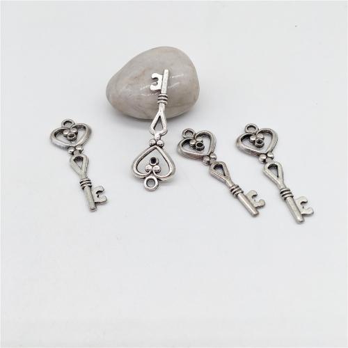 Zinc Alloy Key riipukset, Sinkkiseos, Avain, antiikki hopea päällystetty, tee-se-itse, 41x15mm, 100PC/laukku, Myymät laukku