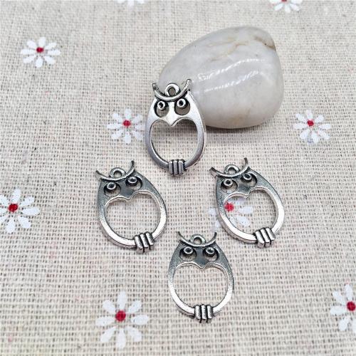 Zinc Alloy Animal Pendants Owl antique silver color plated DIY Sold By Bag