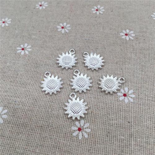 Zinc Alloy Flower Pendants Sunflower antique silver color plated DIY Sold By Bag