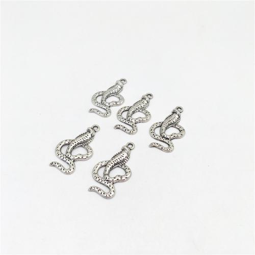 Zinc Alloy Animal Pendants Snake antique silver color plated DIY Sold By Bag