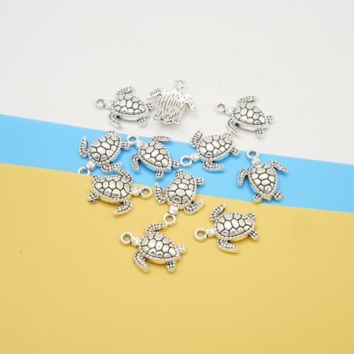 Zinc Alloy Animal Pendants Turtle antique silver color plated DIY Sold By Bag