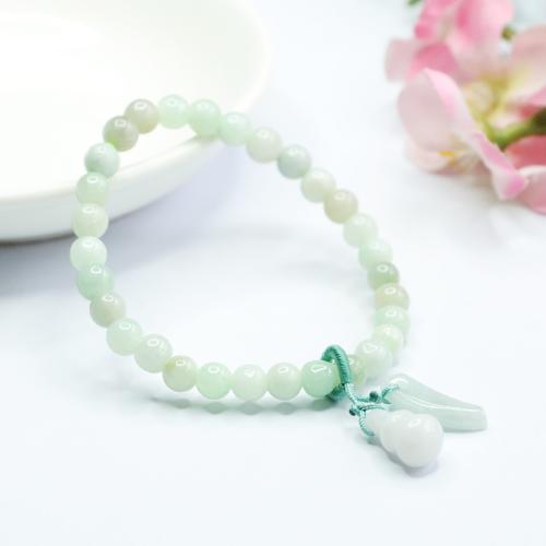 jade bracelet, calebasse, fait à la main, style folk & pour femme, grade A, beads length 6mm, Longueur Environ 6-8 pouce, Vendu par PC