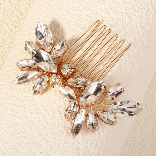 Decorative Hair Combs Iron with brass wire & Rhinestone for bridal golden Sold By PC