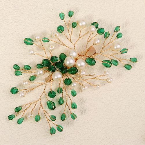 Alligator Hair Clip Iron with brass wire & Plastic Pearl & Acrylic for bridal Sold By PC