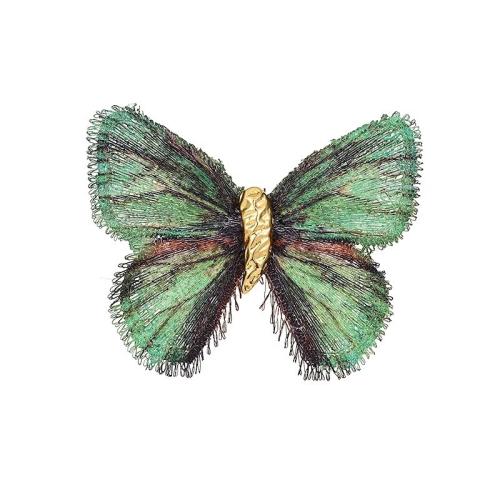 Zinc Alloy Brocher, med Klud, Butterfly, for kvinde, flere farver til valg, 57x45mm, Solgt af PC