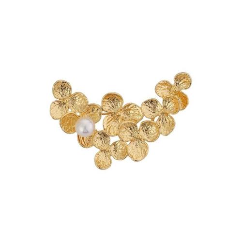 Broches de liga de zinco, with Shell Pearl, para mulher, dourado, 48x25mm, vendido por PC