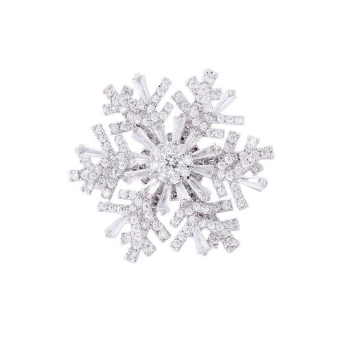 Christmas Brooches Zinc Alloy Snowflake Christmas Design & for woman & with rhinestone 35mm Sold By PC