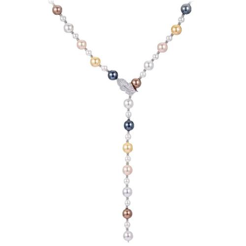 Cadena Suéter, metal, con Perlas plásticas, para mujer & con diamantes de imitación, más colores para la opción, longitud aproximado 83 cm, Vendido por UD