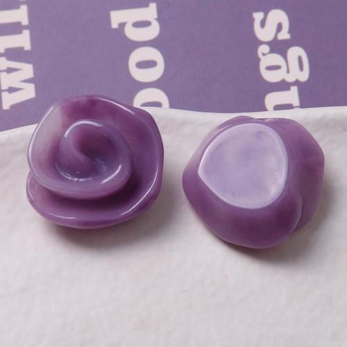 Haaraccessoires DIY bevindingen, Hars, Bloem, epoxy sticker, purper, 25x24mm, Verkocht door PC