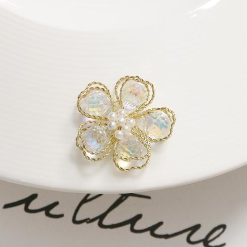 Hair Accessories DIY Findings Crystal Flower handmade 32mm Sold By PC